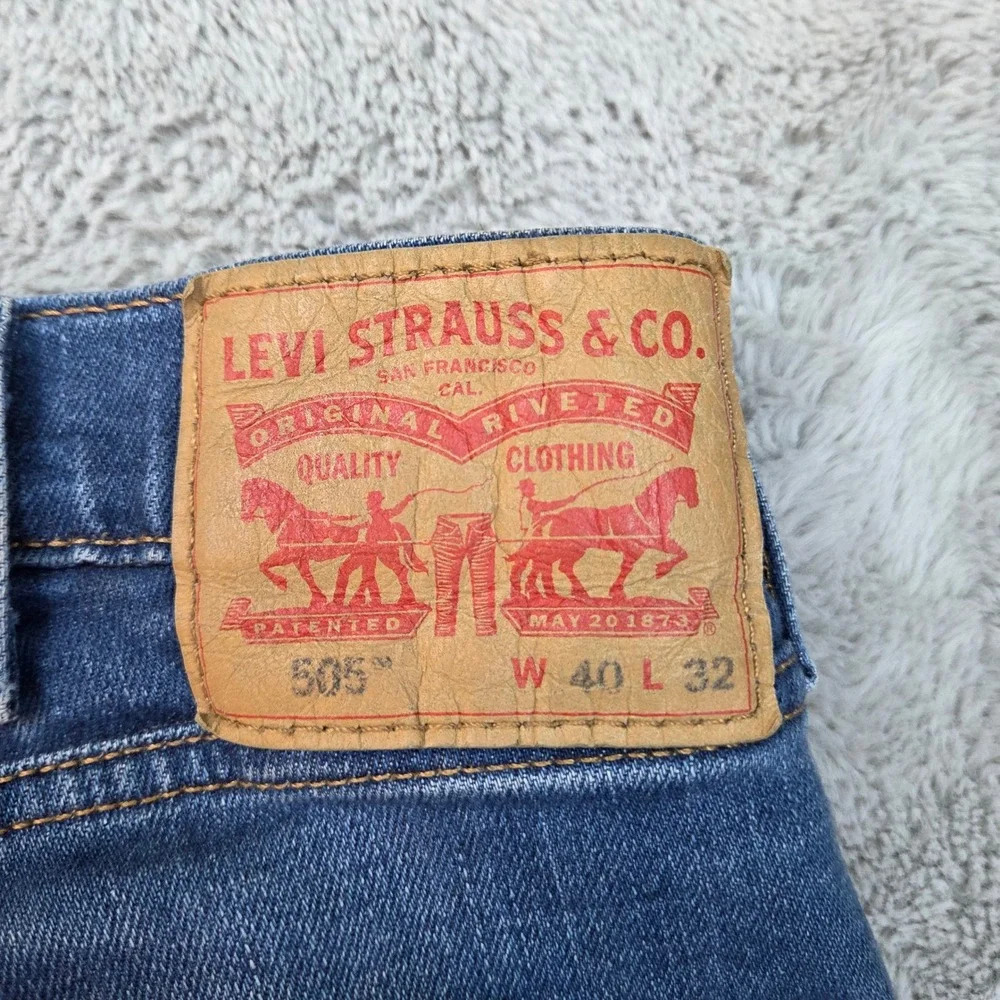 Levi's 505 Regular Fit Jeans Mens 40x32 Blue Straight Leg Denim 00505-1541 - Picture 11 of 11